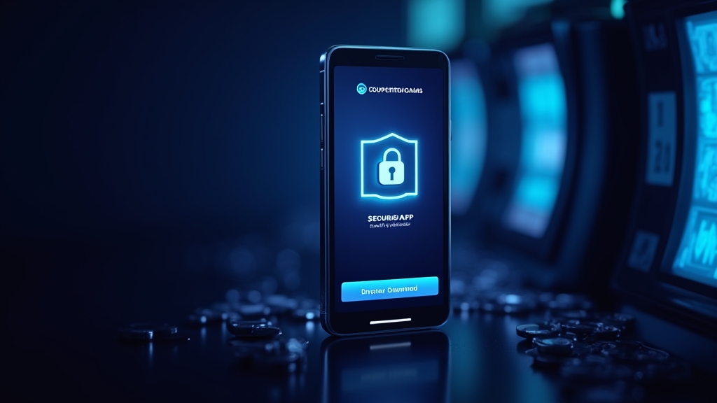 Telefon z ekranem pobierania aplikacji w neonowym otoczeniu kasyna