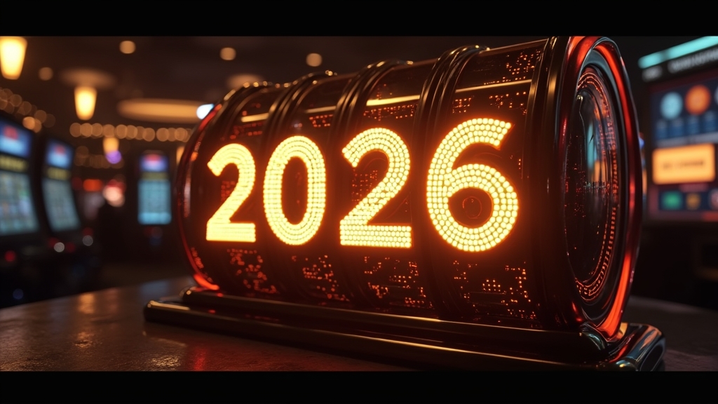 Neonowy baner kodu promocyjnego 2026 nad futurystycznym slotem