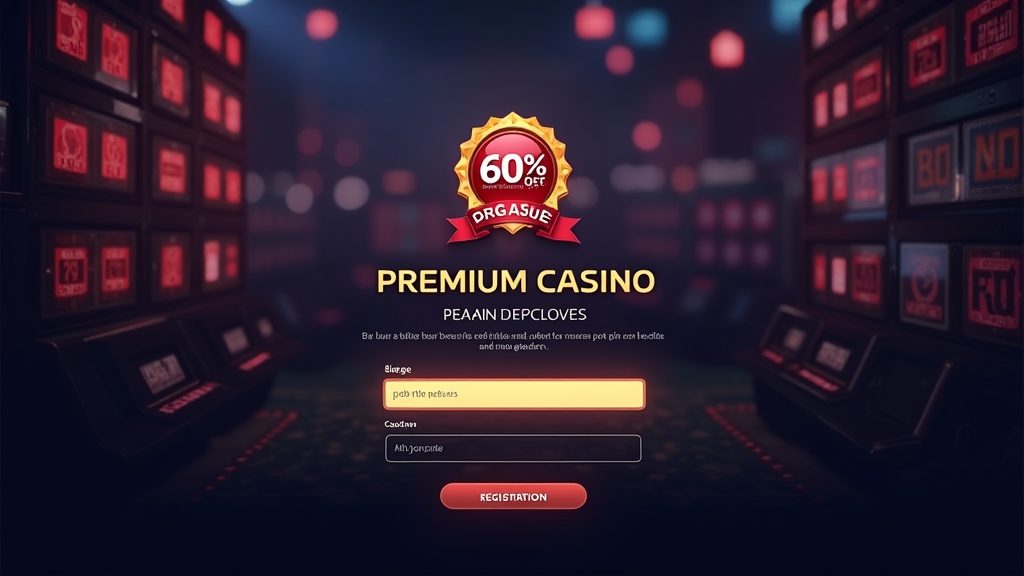 Ekran rejestracji z polem na kod promocyjny i neonowym slotem